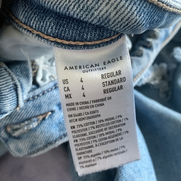 American Eagle moms straight jeans size 4 medium wash‎ high waisted school - Picture 4 of 12